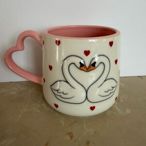 Swan Kissing Mug Heart Handle